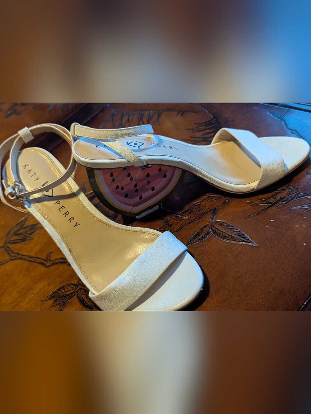 Katy Perry Collections White Watermelon Heel Sandals - Picture 6 of 7